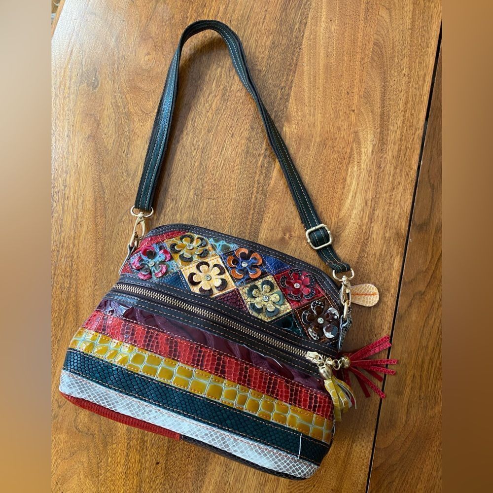 Multicolor Floral Embellished Women's Boho Artsy Purse Bag - Picture 7 of 7